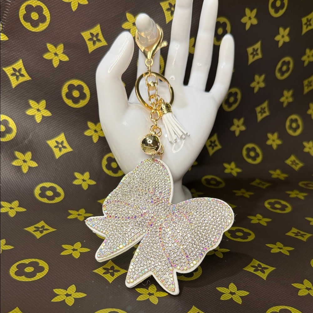 Crystal Bow Keychain Charm - Iridescent Rhinestones